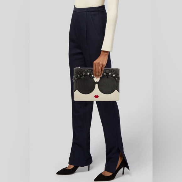 ALICE +OLIVIA Stace Face Woven Embellished Clutch-NEW - Picture 2 of 9